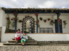 Ladies in traditional dress doing embroidery – Hacienda Zuleta – Ecuador