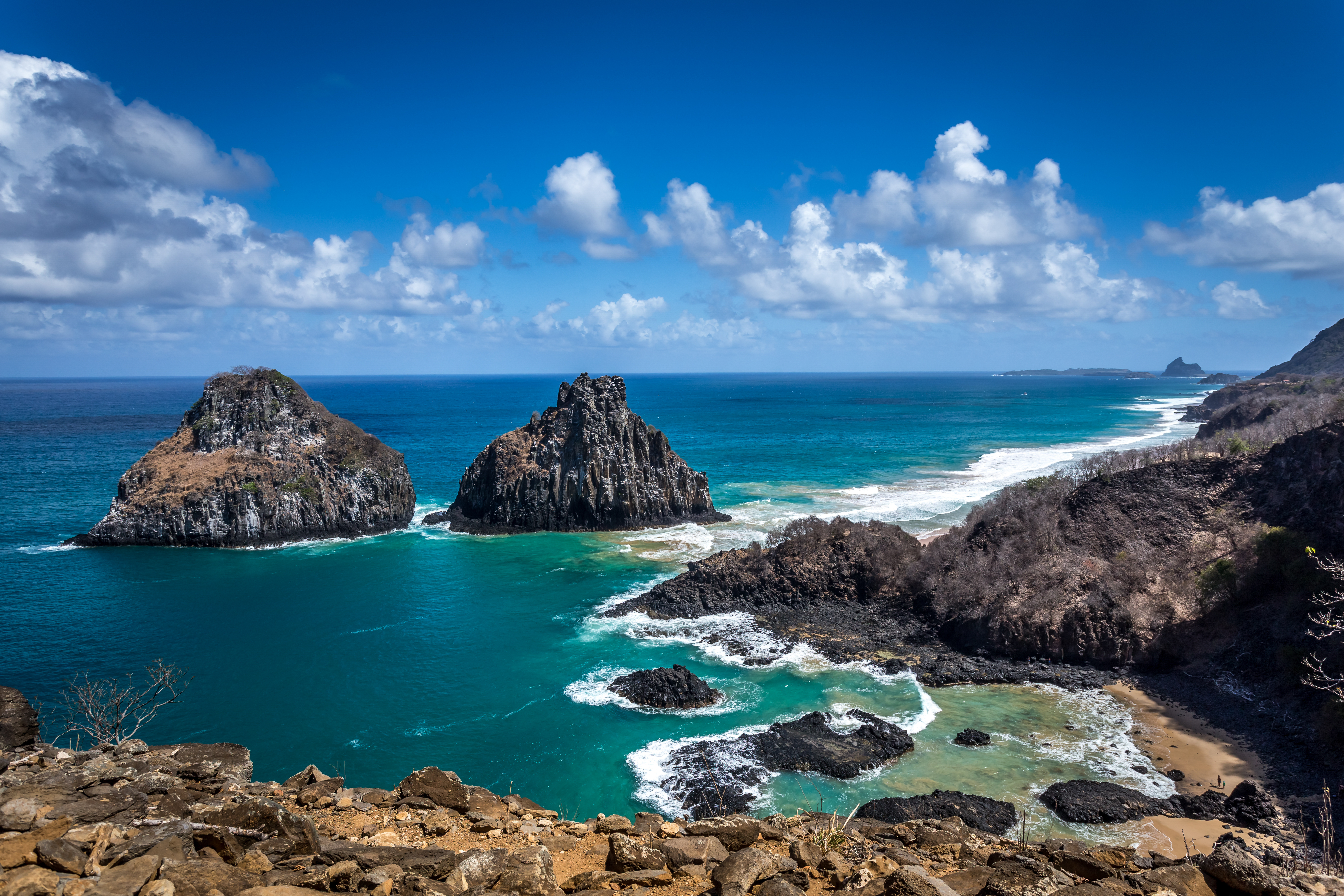 Rocky outcrops on the shoreline