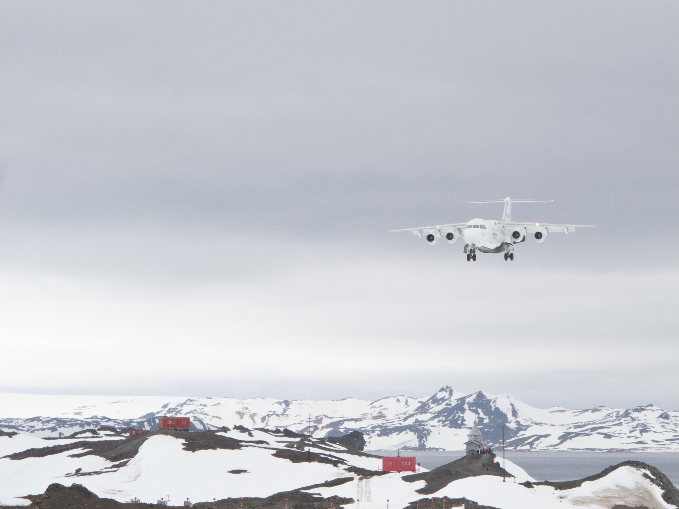 Plane landing in Antarctica