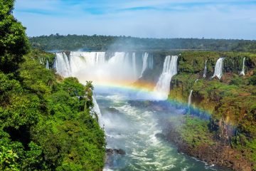 View over Iguazu Falls in Brazil.
