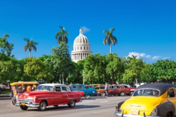 Colourful cars driving in Havana, Cuba