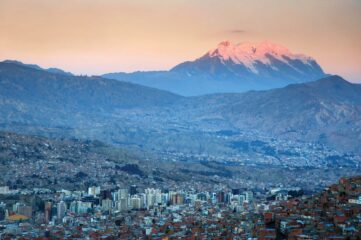 City of La Paz under mountains, Bolivia