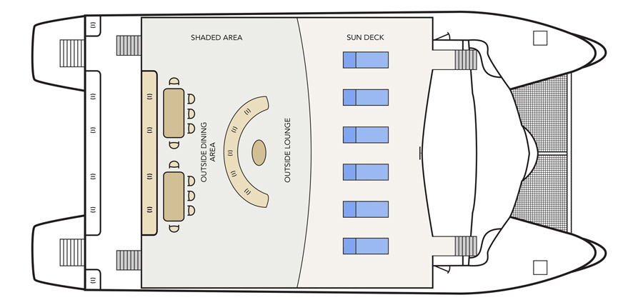 Deck plan showing sun deck and shaded area