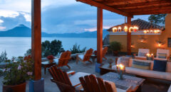 Hotel terrace with volcano view