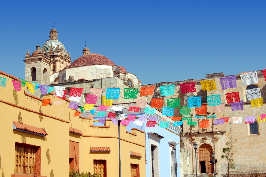 Colourful bunting in Oaxaca Mexico