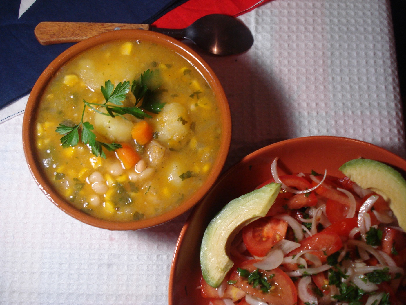 Porotos_granados_and_Chilean_salad